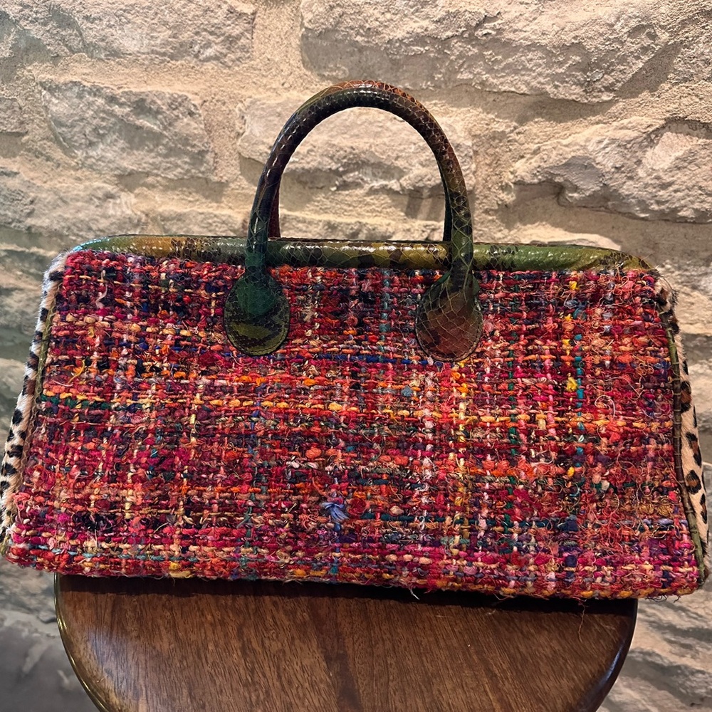 Chic Multicolor Tweed Satchel